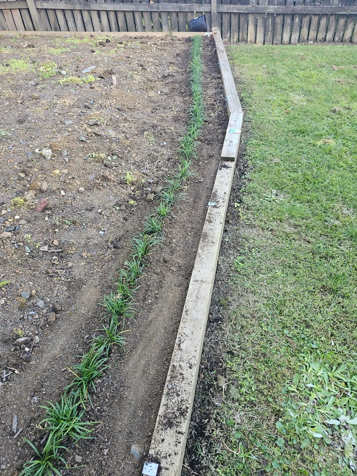 Retaining wall edging for raised garden bed